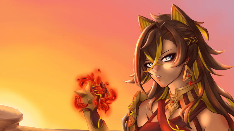 Dehya (Portrait, simple bg)