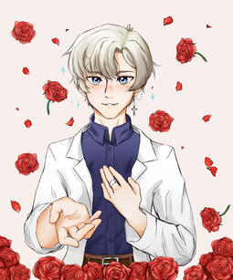My oc Atom (Waist up, detailed bg)